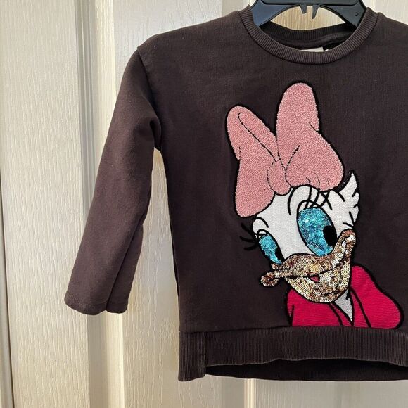 Zara Girls Disney Daisy Duck Sequin Applique Sweatshirt Size 6 - Picture 5 of 14